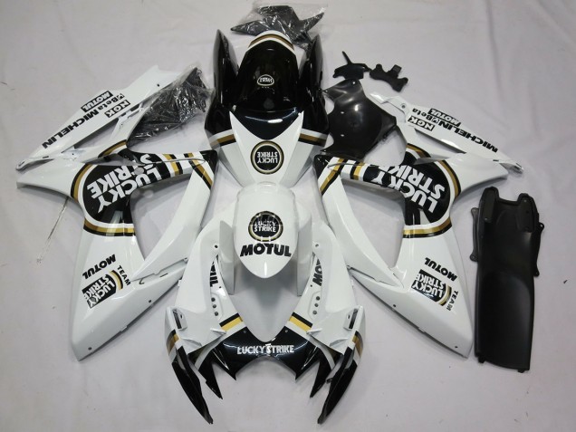 06-07 Schwarz Weiß Lucky Strike Suzuki GSXR 600-750 Motorrad Verkleidungen 06-07 Schwarz Weiß Lucky Strike Suzuki GSXR 600-750 Motorrad Verkleidungen