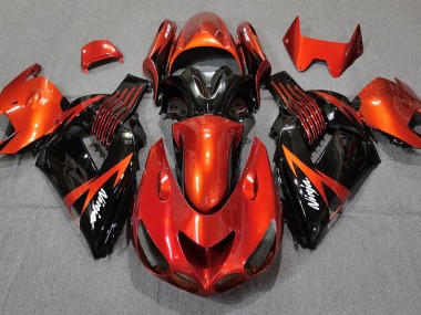 06-11 Gebranntes Orange Schwarz Kawasaki ZX14R Motorrad Verkleidungen