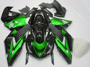 06-11 Glänzend Grün & Schwarz Schlicht Kawasaki ZX14R Motorrad Verkleidungen