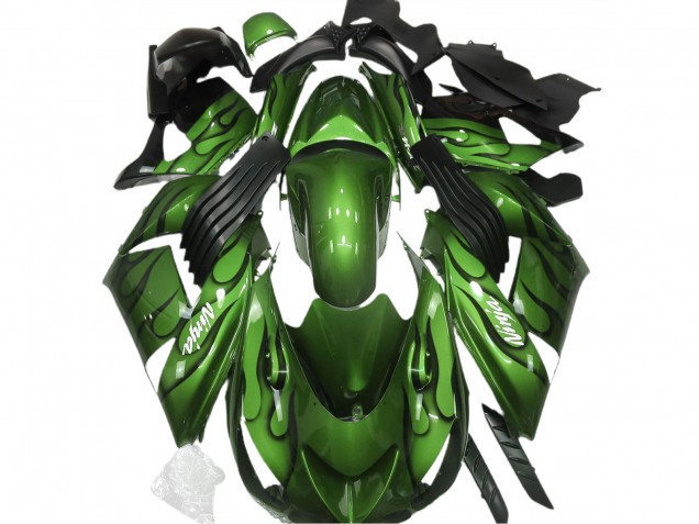 06-11 Grün Glänzend & Flame Kawasaki ZX14R Motorrad Verkleidungen 06-11 Grün Glänzend & Flame Kawasaki ZX14R Motorrad Verkleidungen