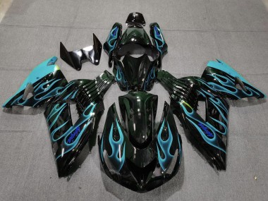 06-11 Hellblau Flamme Kawasaki ZX14R Motorrad Verkleidungen