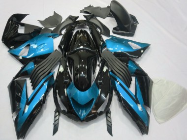 06-11 Hellblau & Schwarz Schlicht Kawasaki ZX14R Motorrad Verkleidungen