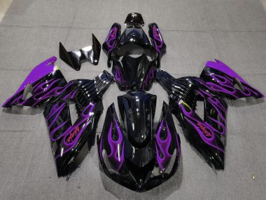 06-11 Lila Flamme Kawasaki ZX14R Motorrad Verkleidungen