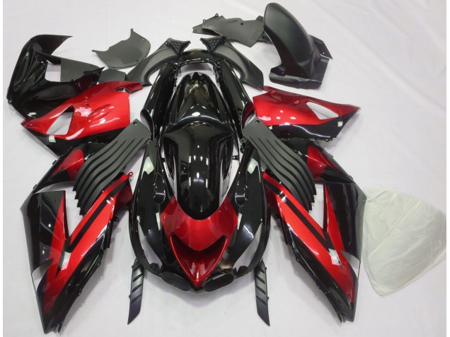 06-11 Rot & Schwarz Glänzend Schlicht Kawasaki ZX14R Motorrad Verkleidungen 06-11 Rot & Schwarz Glänzend Schlicht Kawasaki ZX14R Motorrad Verkleidungen