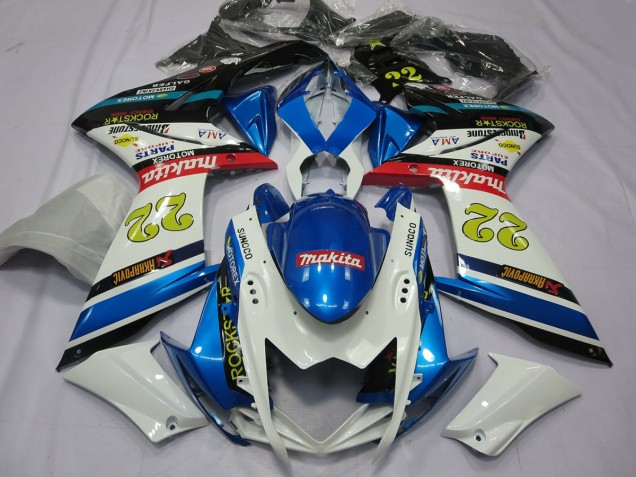 07-08 22 Weiß & Blau Suzuki GSXR 1000 Motorrad Verkleidungen 07-08 22 Weiß & Blau Suzuki GSXR 1000 Motorrad Verkleidungen