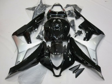 07-08 Glänzendes Schwarz & Silber Honda CBR600RR Motorrad Verkleidungen
