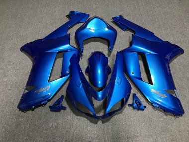 07-08 Logos In Glänzendem Blau & Chrom Kawasaki ZX6R Motorrad Verkleidungen