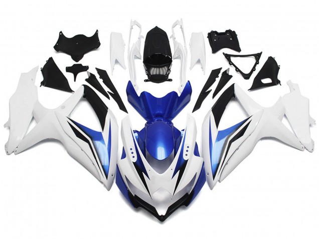 08-10 Glänzend Weiß Mit Silber & Blau Suzuki GSXR 600-750 Motorrad Verkleidungen