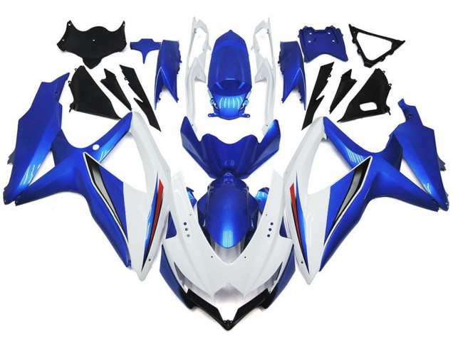 08-10 Glänzendes Glänzend Weiß Mit Silber & Blau Suzuki GSXR 600-750 Motorrad Verkleidungen