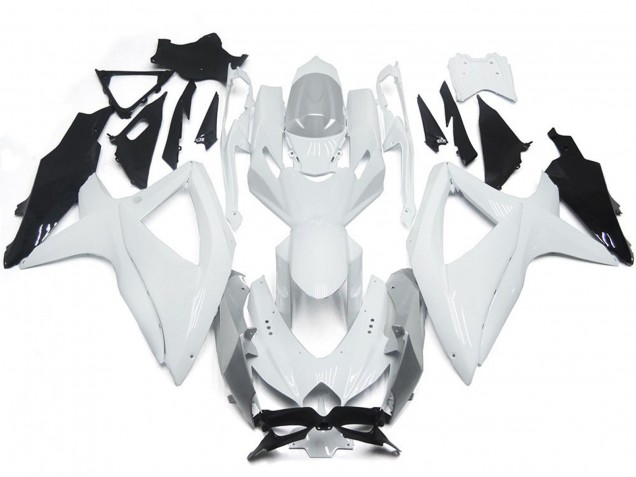 08-10 Glänzendes Glänzend Weiß Mit Silber Suzuki GSXR 600-750 Motorrad Verkleidungen