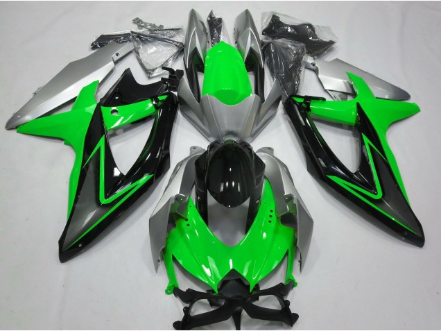 08-10 Grün & Silber Suzuki GSXR 600-750 Motorrad Verkleidungen