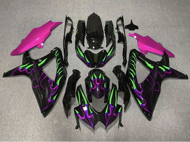 08-10 Lila & Grün Flamme Suzuki GSXR 600-750 Motorrad Verkleidungen 08-10 Lila & Grün Flamme Suzuki GSXR 600-750 Motorrad Verkleidungen