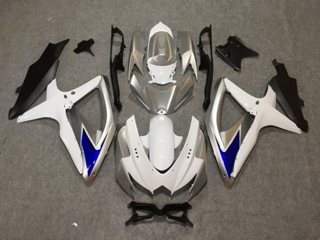 08-10 Silber Weiß Blau Suzuki GSXR 600-750 Motorrad Verkleidungen