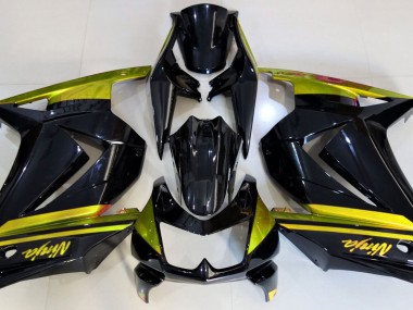 08-12 Glänzendes Schwarz & Gelb Kawasaki Ninja 250 Motorrad Verkleidungen