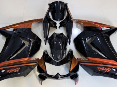 08-12 Schwarz Glänzend & Orange Kawasaki Ninja 250 Motorrad Verkleidungen