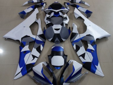 08-16 Blauer Schnee Camo Yamaha R6 Motorrad Verkleidungen