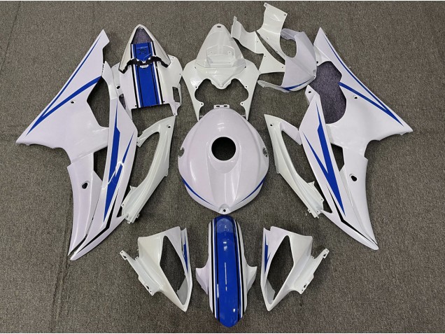 08-16 Glänzend Weiß & Blau Yamaha R6 Motorrad Verkleidungen 08-16 Glänzend Weiß & Blau Yamaha R6 Motorrad Verkleidungen