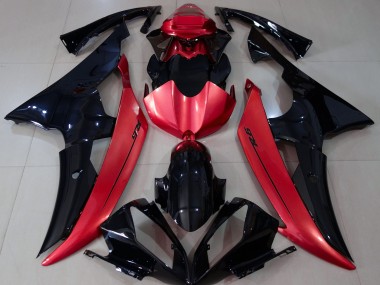 08-16 Schwarz Glänzend & Bonbonrot Yamaha R6 Motorrad Verkleidungen