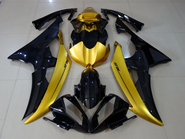 08-16 Schwarz Glänzend & Gold Yamaha R6 Motorrad Verkleidungen 08-16 Schwarz Glänzend & Gold Yamaha R6 Motorrad Verkleidungen