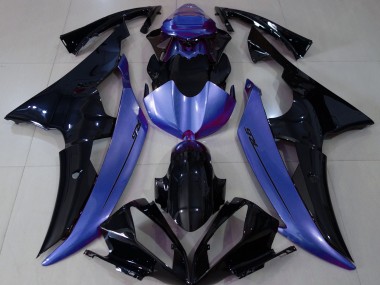 08-16 Schwarz Glänzend & Hellblau Yamaha R6 Motorrad Verkleidungen