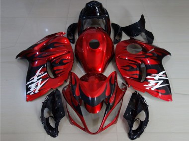 08-20 Leuchtend Rot & Flamme Suzuki GSXR 1300 Motorrad Verkleidungen
