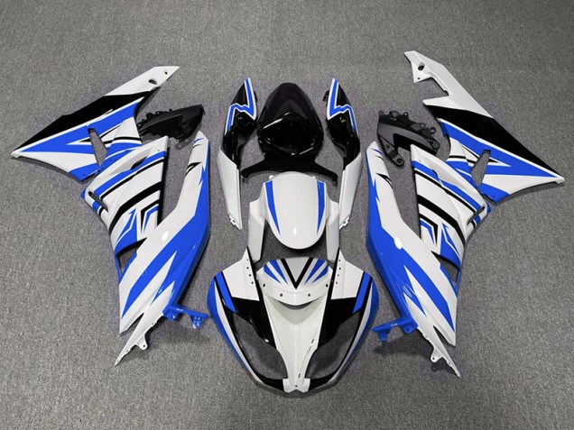 09-12 Blau-Weiß-Schwarz-Zack Kawasaki ZX6R Motorrad Verkleidungen 09-12 Blau-Weiß-Schwarz-Zack Kawasaki ZX6R Motorrad Verkleidungen