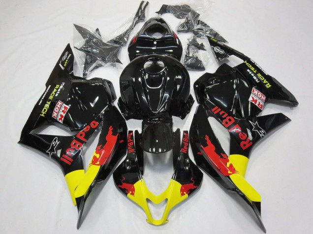 09-12 Rot Bull Schwarz Glänzend Honda CBR600RR Motorrad Verkleidungen 09-12 Rot Bull Schwarz Glänzend Honda CBR600RR Motorrad Verkleidungen