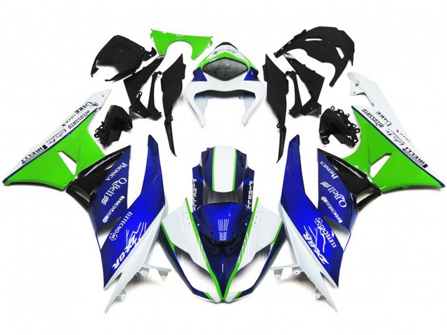 09-12 Tiefes Blau Grün & Weiß Kawasaki ZX6R Motorrad Verkleidungen 09-12 Tiefes Blau Grün & Weiß Kawasaki ZX6R Motorrad Verkleidungen