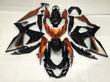 09-16 Glänzendes Schwarz & Orange Glänzend Suzuki GSXR 1000 Motorrad Verkleidungen