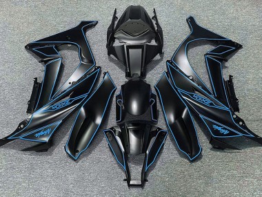 11-15 Matt Schwarzes & Blaues Futter Kawasaki ZX10R Motorrad Verkleidungen