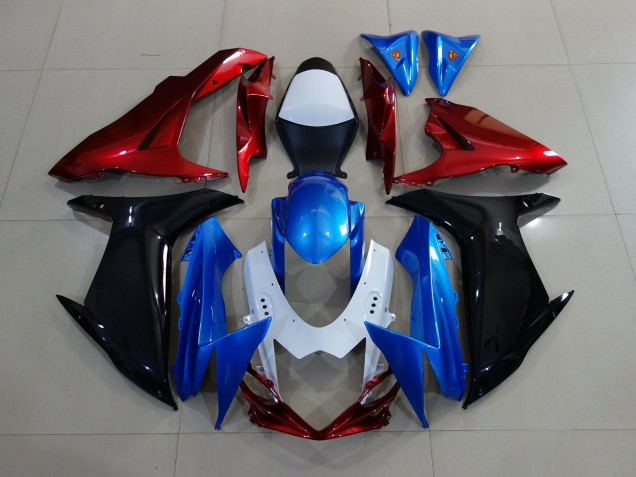 11-24 Benutzerdefiniert Rot Schwarz & Blau Suzuki GSXR 600-750 Motorrad Verkleidungen