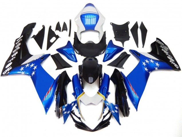 11-24 Blauer Stil Mit Roten Sternen Suzuki GSXR 600-750 Motorrad Verkleidungen