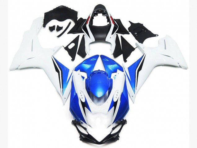 11-24 Glänzend Weiß & Blau Suzuki GSXR 600-750 Motorrad Verkleidungen
