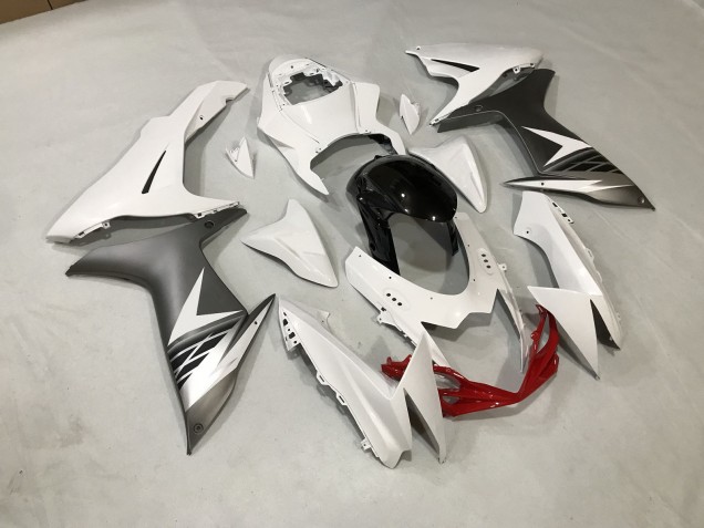 11-24 Glänzend Weiß & Matt Silber Suzuki GSXR 600-750 Motorrad Verkleidungen