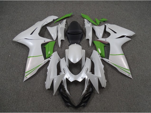 11-24 Perlweiß & Grün Suzuki GSXR 600-750 Motorrad Verkleidungen