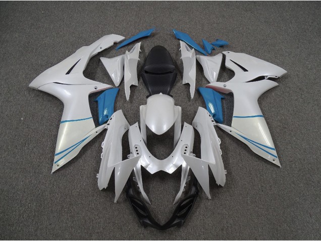 11-24 Perlweiß & Hellblau Suzuki GSXR 600-750 Motorrad Verkleidungen