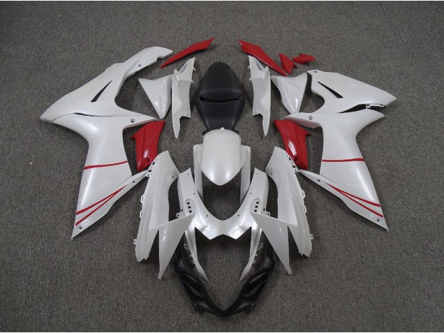 11-24 Perlweiß & Rot Suzuki GSXR 600-750 Motorrad Verkleidungen