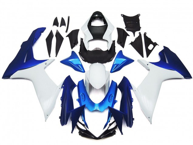 11-24 Schlichte Weißes & Blaues Stil Kit Suzuki GSXR 600-750 Motorrad Verkleidungen