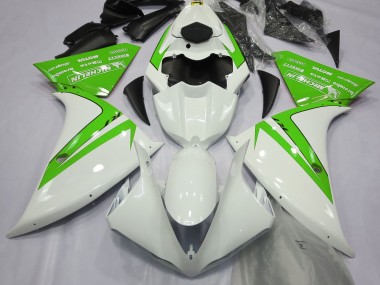12-14 Glänzend Weiß & Grün Yamaha R1 Motorrad Verkleidungen