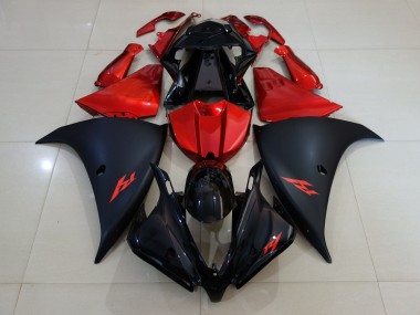 12-14 Matt Schwarz & Feuerrot Yamaha R1 Motorrad Verkleidungen