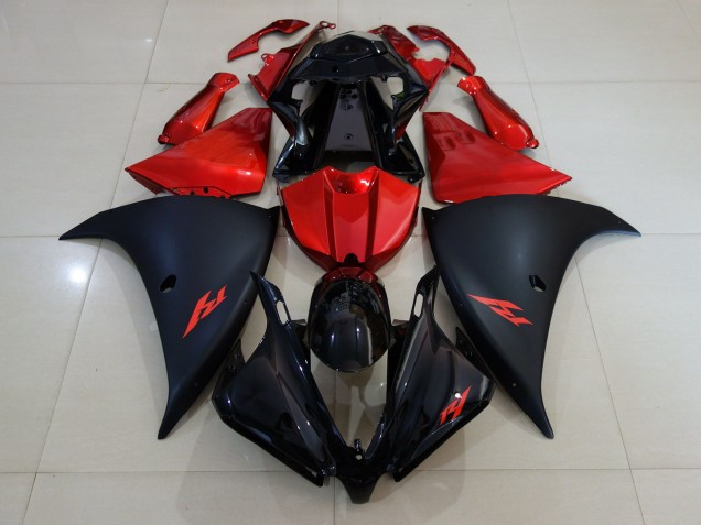 12-14 Matt Schwarz & Feuerrot Yamaha R1 Motorrad Verkleidungen