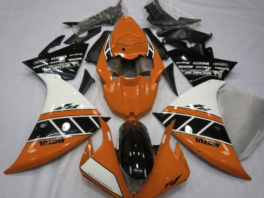 12-14 Orange Glänzend Silber & Schwarz Yamaha R1 Motorrad Verkleidungen