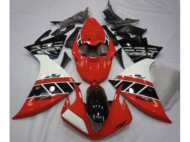 12-14 Rot Glänzend Weiß & Schwarz Yamaha R1 Motorrad Verkleidungen