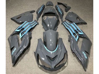 12-21 Glänzend Grau & Hellblau Kawasaki ZX14R Motorrad Verkleidungen