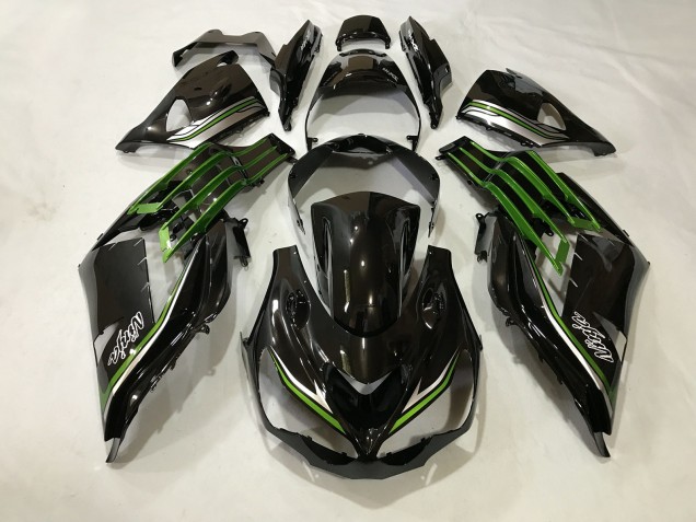 12-21 Glänzendes Schwarz & Schleimgrün Kawasaki ZX14R Motorrad Verkleidungen 12-21 Glänzendes Schwarz & Schleimgrün Kawasaki ZX14R Motorrad Verkleidungen