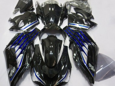 12-21 Schwarz Glänzend & Blau Kawasaki ZX14R Motorrad Verkleidungen