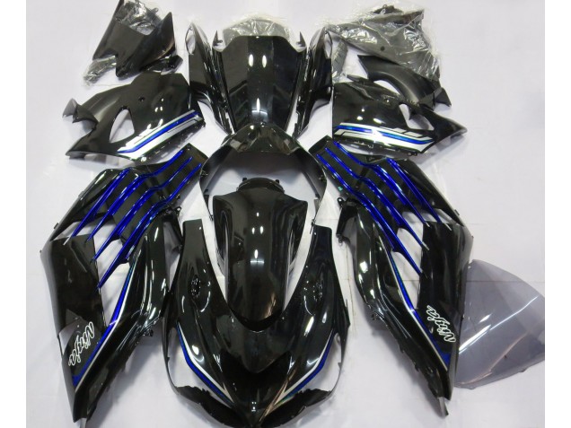 12-21 Schwarz Glänzend & Blau Kawasaki ZX14R Motorrad Verkleidungen 12-21 Schwarz Glänzend & Blau Kawasaki ZX14R Motorrad Verkleidungen