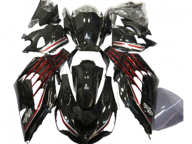 12-21 Schwarz Glänzend & Rot Kawasaki ZX14R Motorrad Verkleidungen 12-21 Schwarz Glänzend & Rot Kawasaki ZX14R Motorrad Verkleidungen