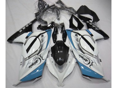 13-18 Glänzend Weiß & Hellblau Kawasaki Ninja 300 Motorrad Verkleidungen