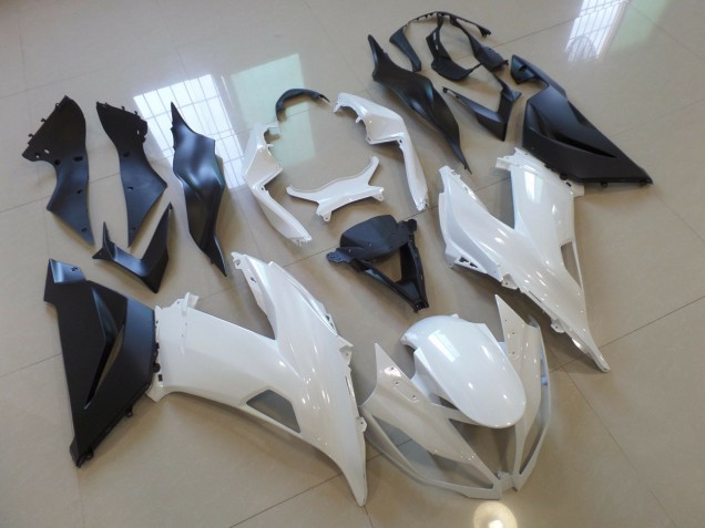 13-18 Glänzend Weiß Schwarz Kawasaki ZX6R Motorrad Verkleidungen